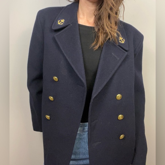 Vintage French Naval Double-Breasted Peacoat | Dark Navy | Likely Size L - Picture 2 of 13